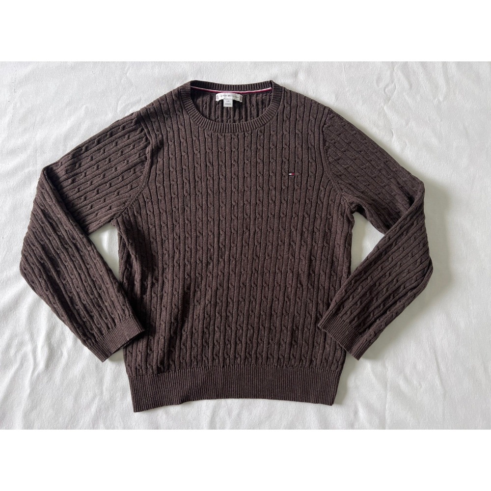 Tommy Hilfiger Brown Women's Cable Knit Sweater in Size M